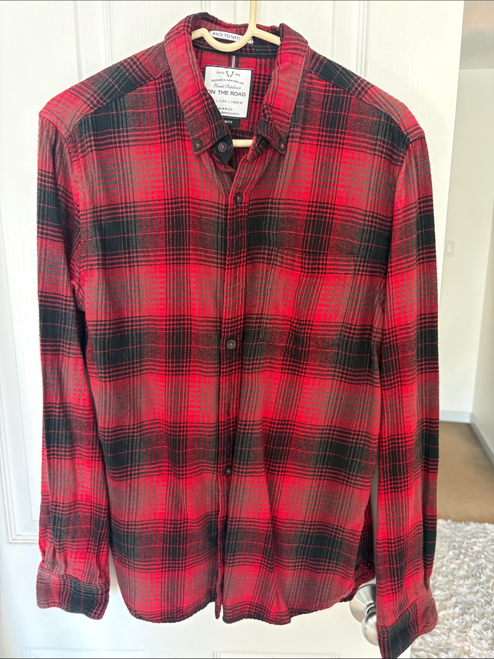 On The Road Red & Black Plaid Button-Down Shirt